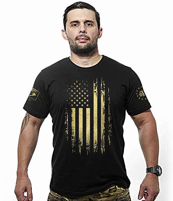 Camiseta Masculina EUA Especial Defense Military Gold Line Team Six Brasil