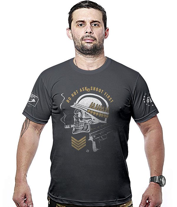 Camiseta Masculina Do Not Ask Shoot First Hurricane Line Team Six Brasil