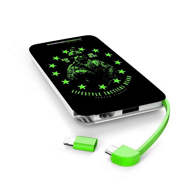 Carregador Portátil Power Bank Parabellum Lifestyle Tactical Beard Team Six Brasil