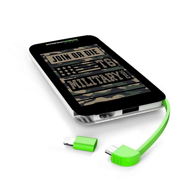 Carregador Portátil Power Bank Parabellum Camu Join Or Die Team Six Brasil