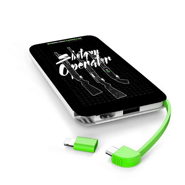 Carregador Portátil Power Bank Parabellum GUFZ6 Shotgun Operator Team Six Brasil