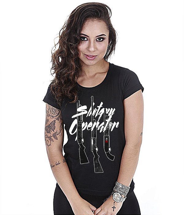 Camiseta Baby Look Feminina GUFZ6 Shotgun Operator Team Six Brasil