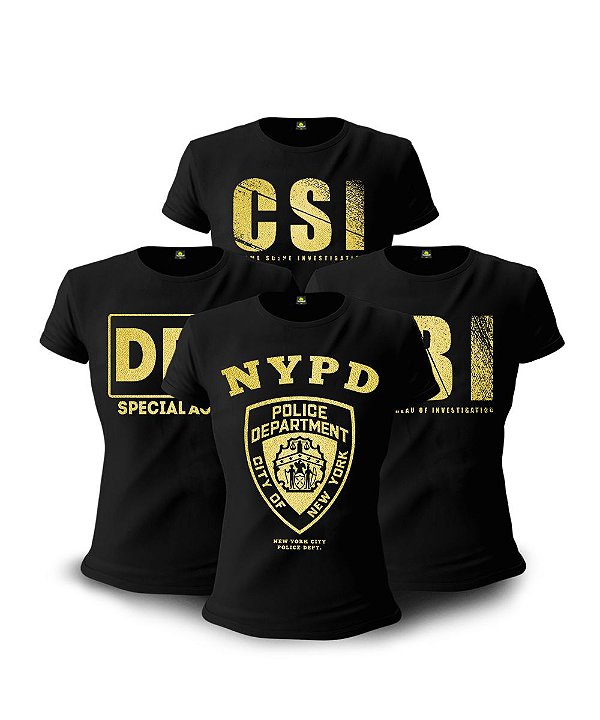 Kit 4 Camisetas Baby Look Feminina The Police Team Six Brasil