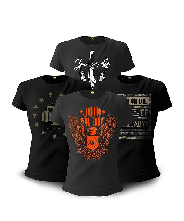 Kit 4 Camisetas Baby Look Feminina Concept Line Join Or Die Team Six Brasil
