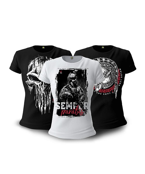 Kit 03 Camisetas Baby Look Feminina GUFZ6 Paratus