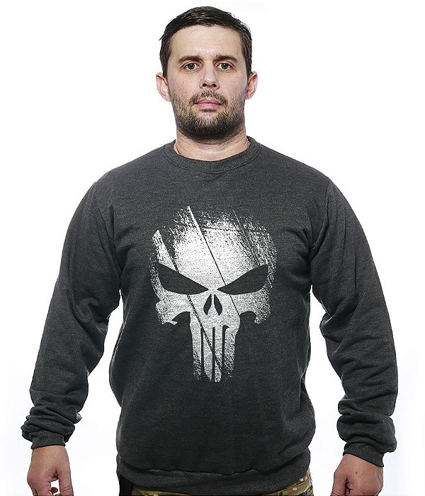 Casaco Básico de Moletom Mescla The Punisher Team Six Brasil