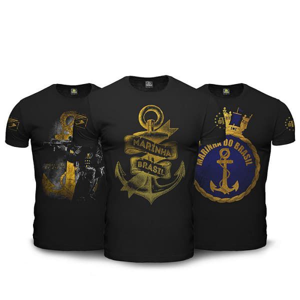 Kit 3 Camisetas Masculinas Marinha Tactical Team Six Brasil