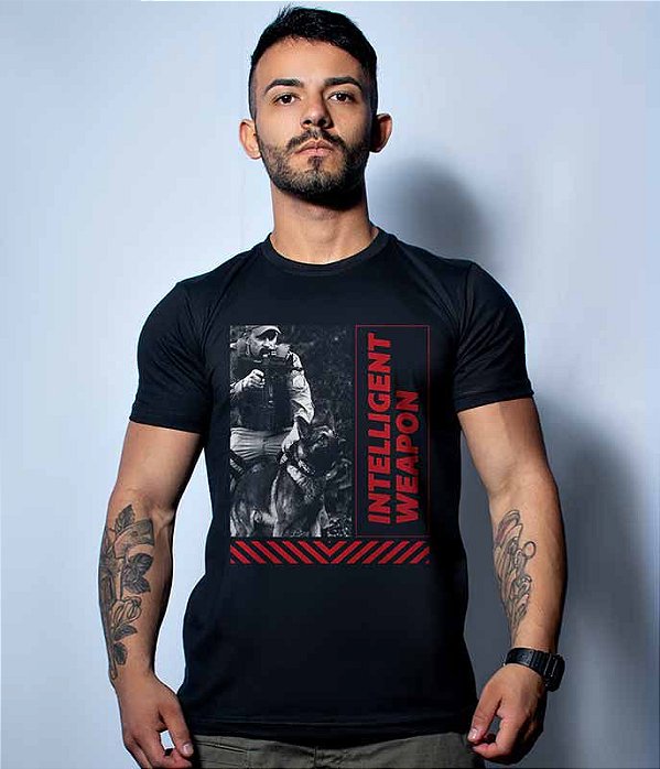 Camiseta Masculina Operações com Cães Intelligent Weapon Team Six Brasil