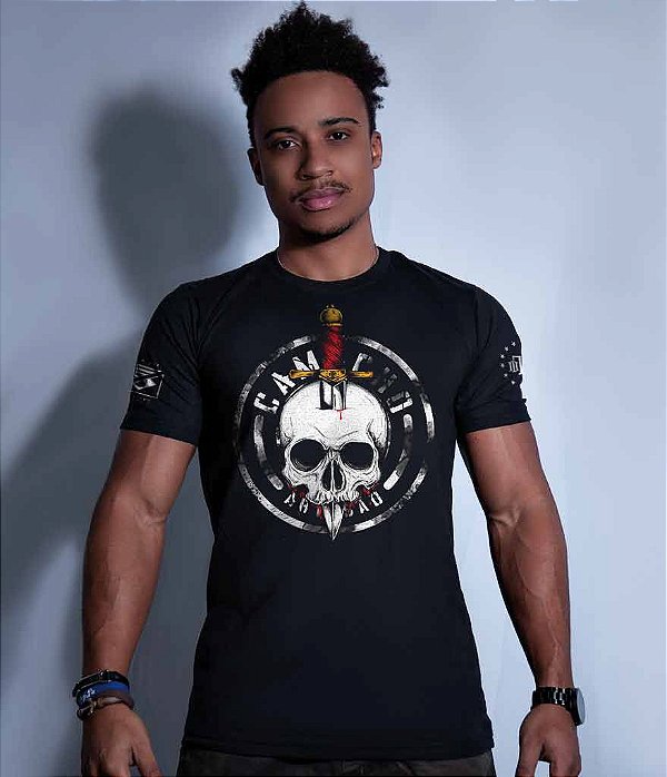 Camiseta Masculina Squad T6 Camacho Artesão Faca na Caveira Tributo ao Bope Team Six Brasil