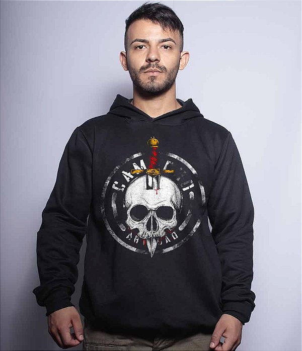 Casaco Militar Com Capuz Squad T6 Camacho Artesão Faca na Caveira Tributo ao Bope Team Six Brasil