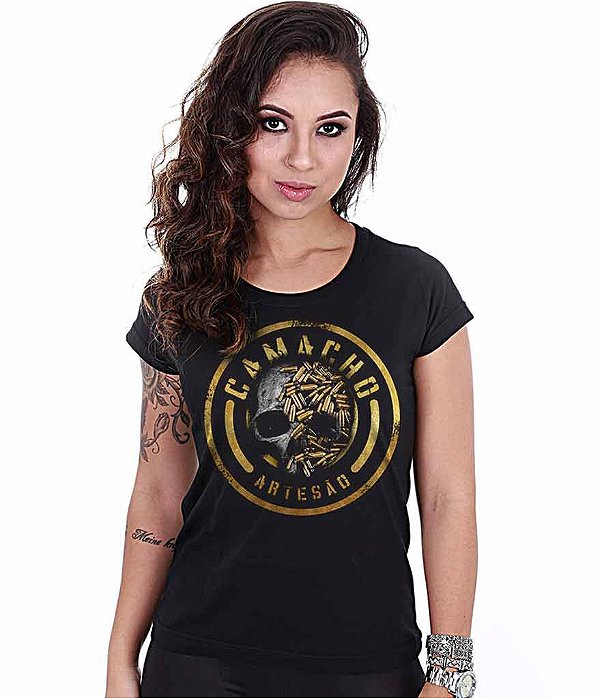 Camiseta Baby Look Feminina Squad T6 Camacho Artesão Skull Ammunition Team Six Brasil