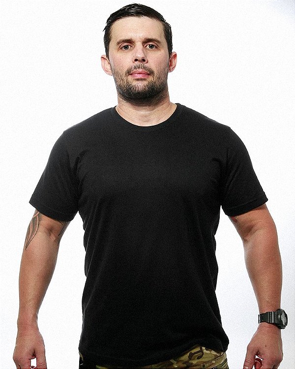 Camiseta Masculina Básica Lisa Preta 100% Algodão Team Six Brasil