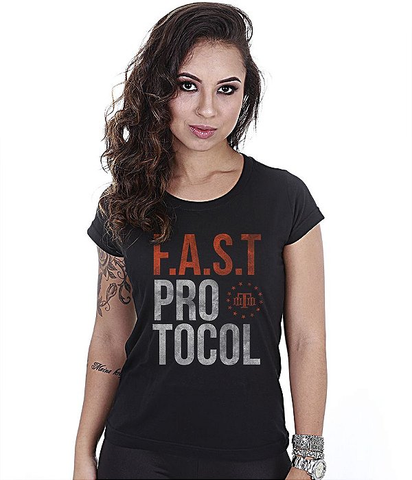 Camiseta Militar Baby Look Feminina Fast Protocol Team Six