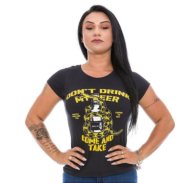 Camiseta Militar Baby Look Feminina Dont Drink My Beer Dont Tread On Me Tribute Team Six