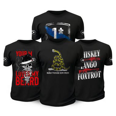 Kit 4 Camisetas Masculinas Tactical Fritz Beard Risk Team Six Brasil