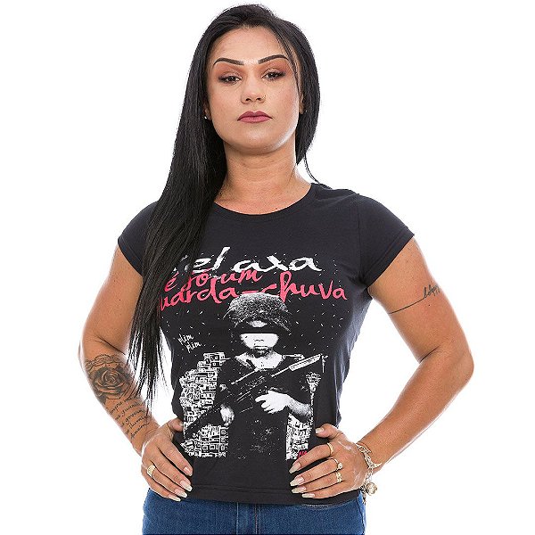 Camiseta Feminina Vidi Vici Relaxa É Só Um Guarda Chuva Plim Plim Baby Look Team Six Brasil