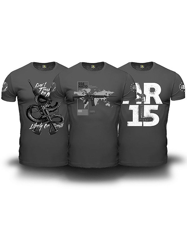 Kit 3 Camisetas Masculinas Magnata 556 American Guns Team Six Brasil