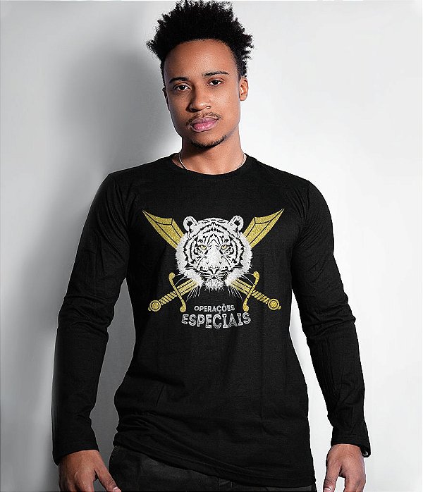 Camiseta Manga Longa Forças Especiais na Selva Masculina Team Six Brasil