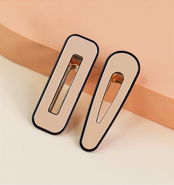 Hair clip  JENIFER max clip nude com preto (par)