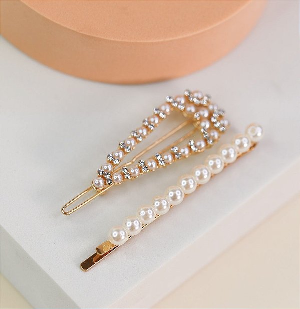 Presilha TATI max glamour pérola + strass (par)