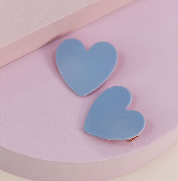 Mini hair clip DEMI corações candy azul (par)