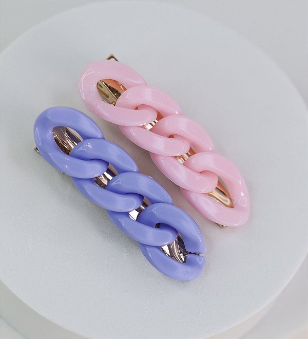Hair clip ESTER corrente rosa e lilás (par)