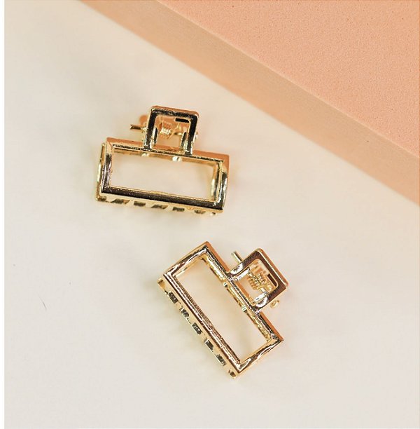 Mini presilha AUREA dourado retangular (dupla)