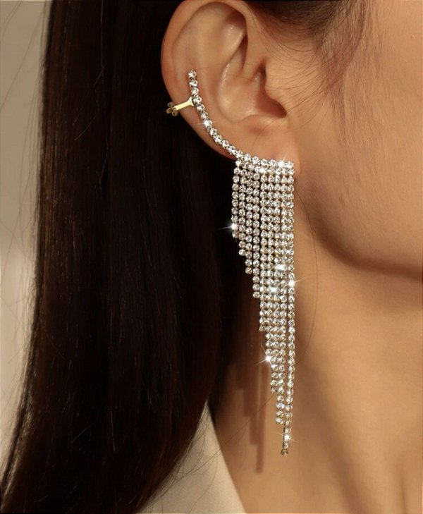 Brinco LETICIA dourado party strass