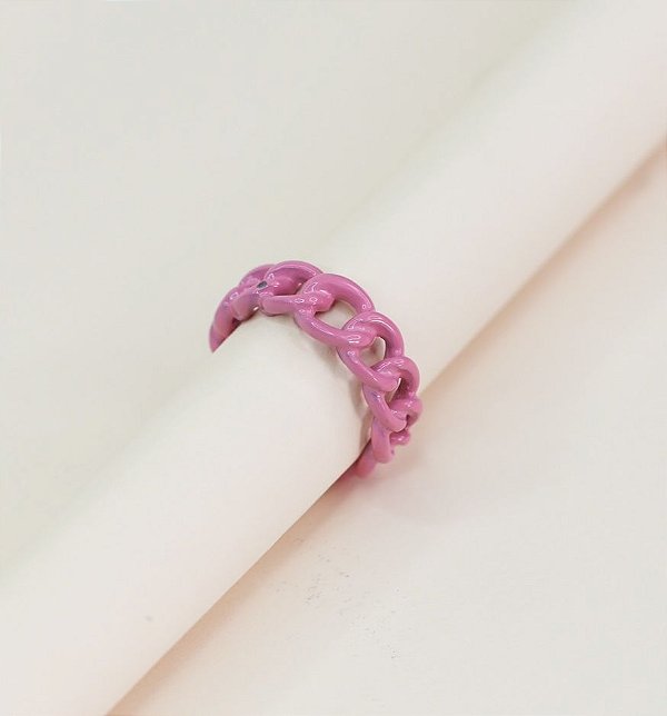 Anel LAVINIA chunky elos de metal (rosa)