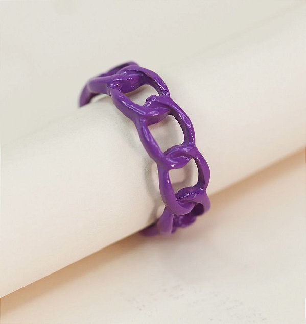 Anel LAVINIA chunky elos de metal (roxo)