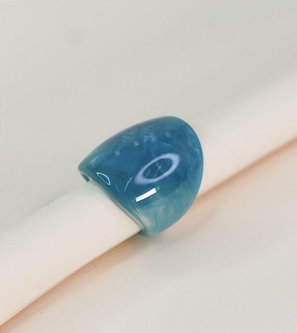 Anel LEKA chunky de acetato MAX azul