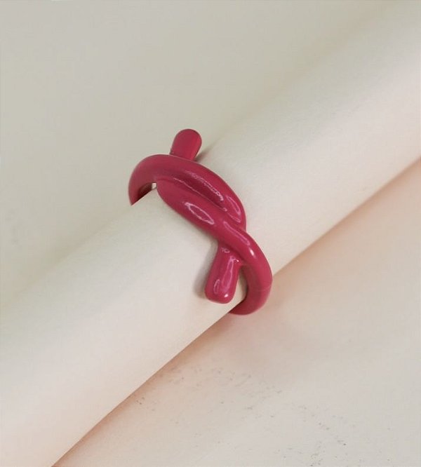 Anel TAIRA chunky laço de metal (fucsia)