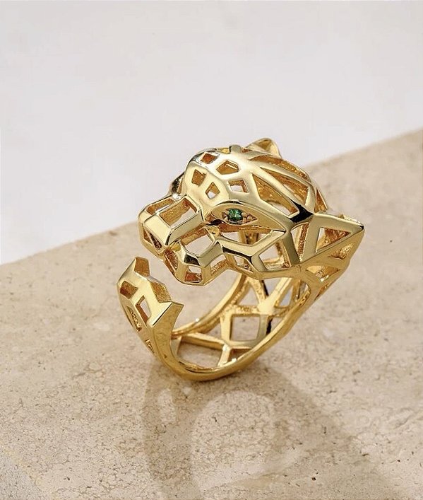 Anel JULIANA  chunky leopardo vazado folheada