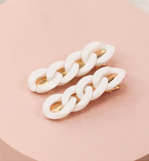 Hair clip ESTER corrente branco (par)