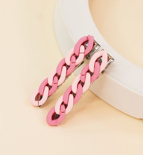 Hair clip LULI corrente tons de rosa (par)