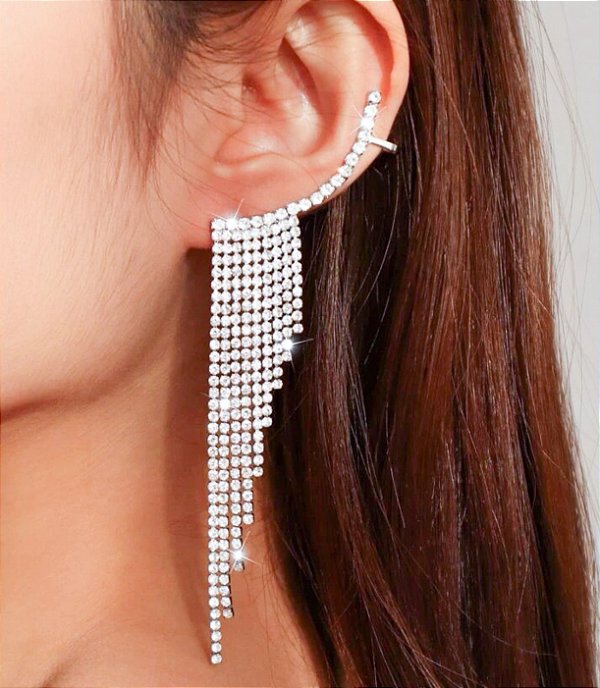 Brinco LETICIA prata party strass