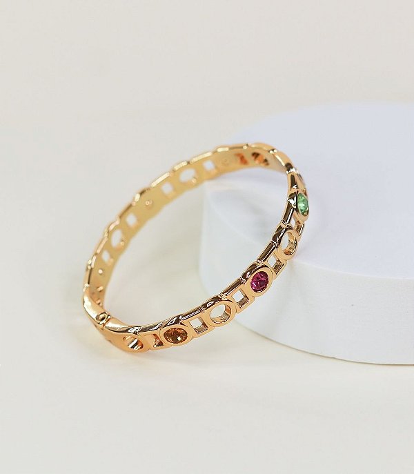Bracelete KATE pedras colors com verniz italiano