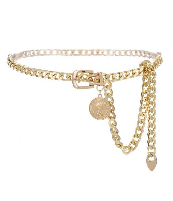 Cinto JULIA body chain corrente com medalha folheada a ouro