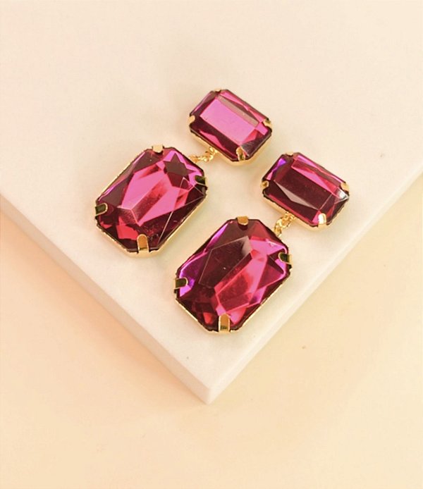 Brinco SEFORA pedra color pink chaton