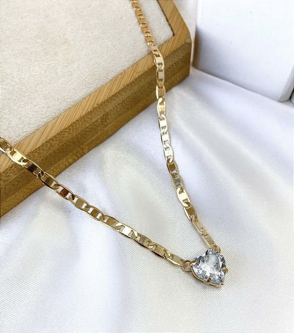 Choker SEFORA Folheada A Ouro Com ponto de luz zirconia