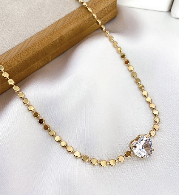 Choker GAIA folheada a ouro bolinhas pingente zircônia