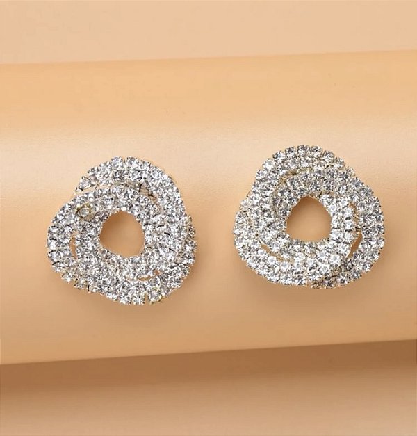 Brinco CLAUDIA elos flor strass