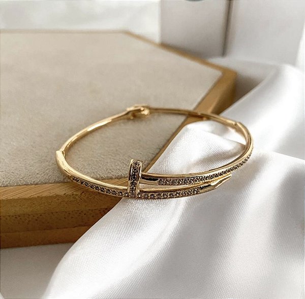 Bracelete CAMILA prego inspiração CARTIER fecho joia folheada a ouro