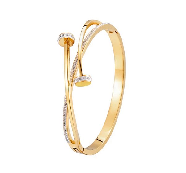 Bracelete ALINE prego com zirconia folheada a ouro