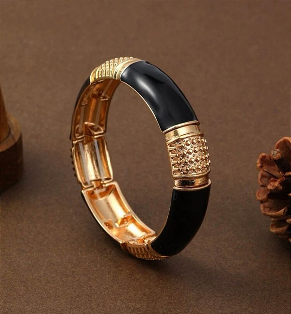 Bracelete FABIANA max duo color preto e dourado