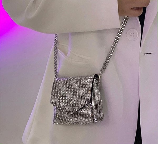 Bag BARBARA micro duplo strass premium prata