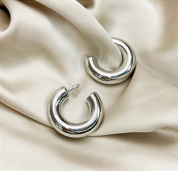 Argola ANDRESSA bijoux tubo prata M