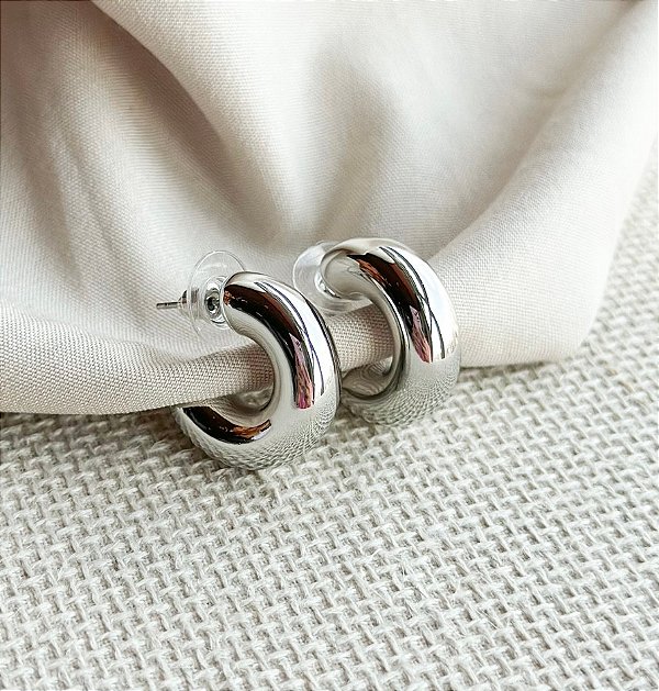 Argola ANDRESSA bijoux tubo prata PP