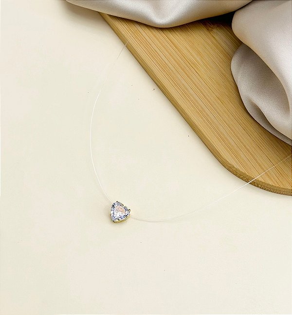 Colar DRICA nylon coração 10MM folheado a ouro