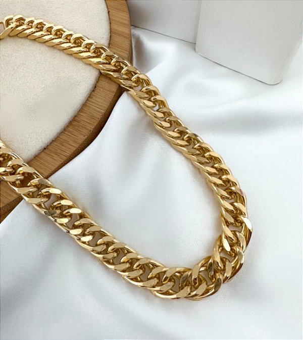 Choker MERCIA corrente elo gloumet G Folheada a ouro
